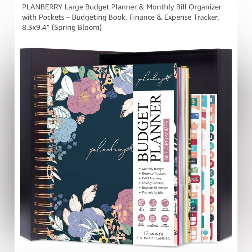 PLANBERRY Large Budget Planner & Monthly Bill Organizer with Pockets NEW IN PKG